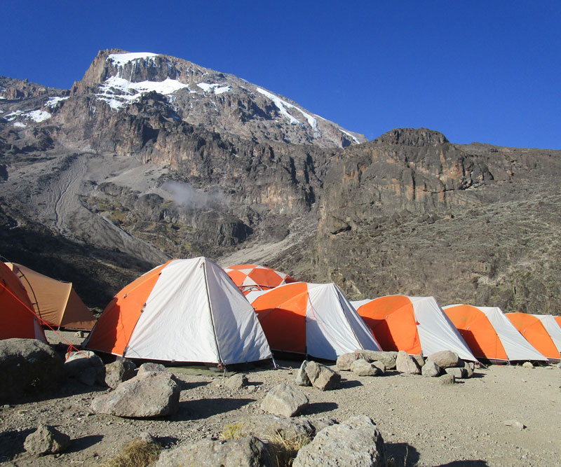 Barking Zebra tents at Barranco camp on a Kilimanjaro climb