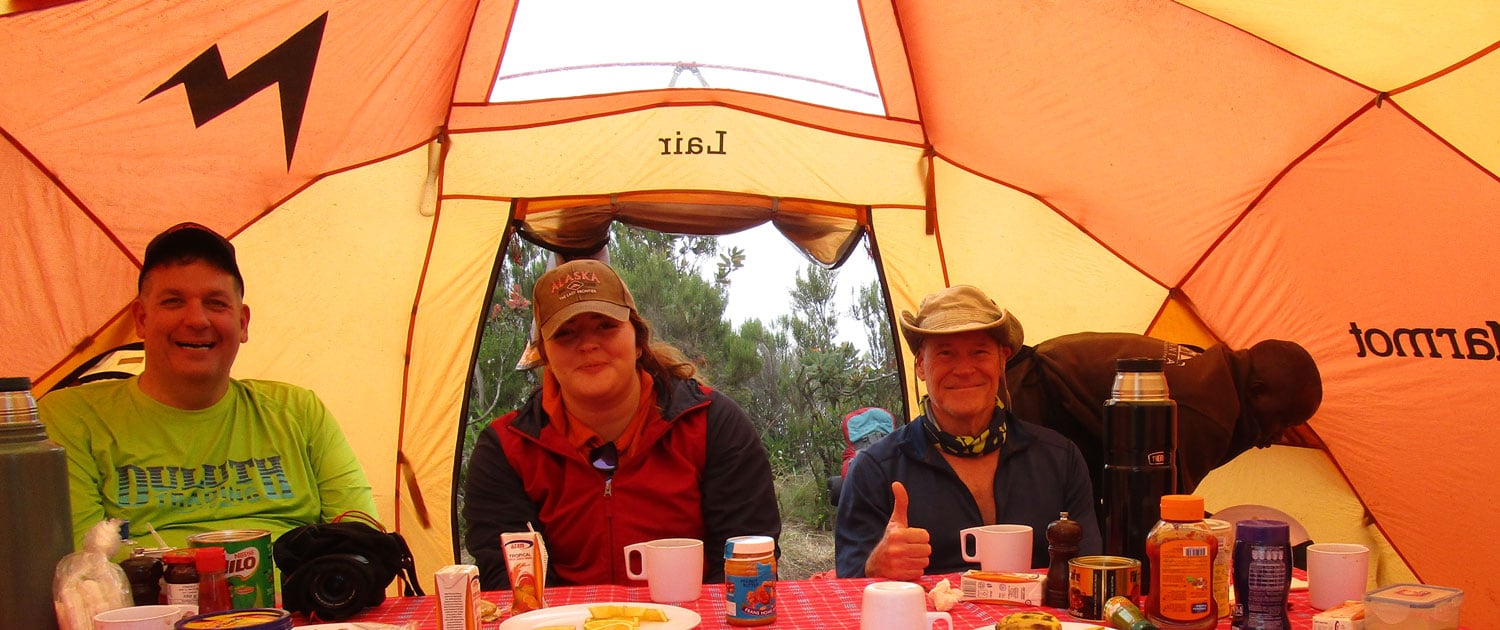 Best food on Mount Kilimanjaro breakfast in mess tent