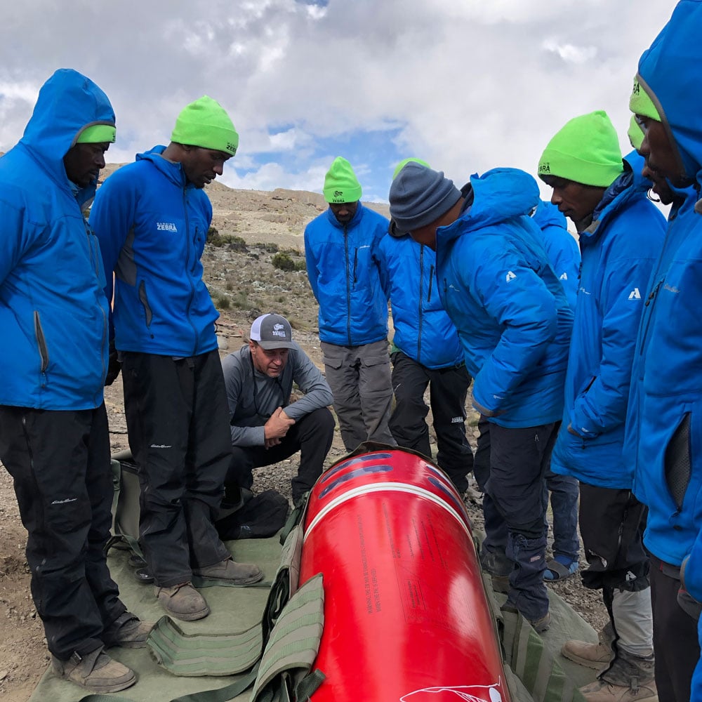 the best Kilimanjaro guides training with the portable altitude chamber on Mount Kilimanjaro