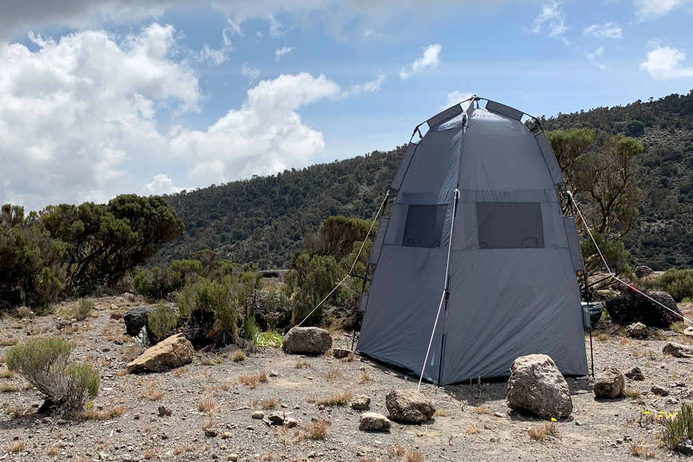 Barking Zebra's private hygienic toilet tents are located at all Kilimanjaro camps
