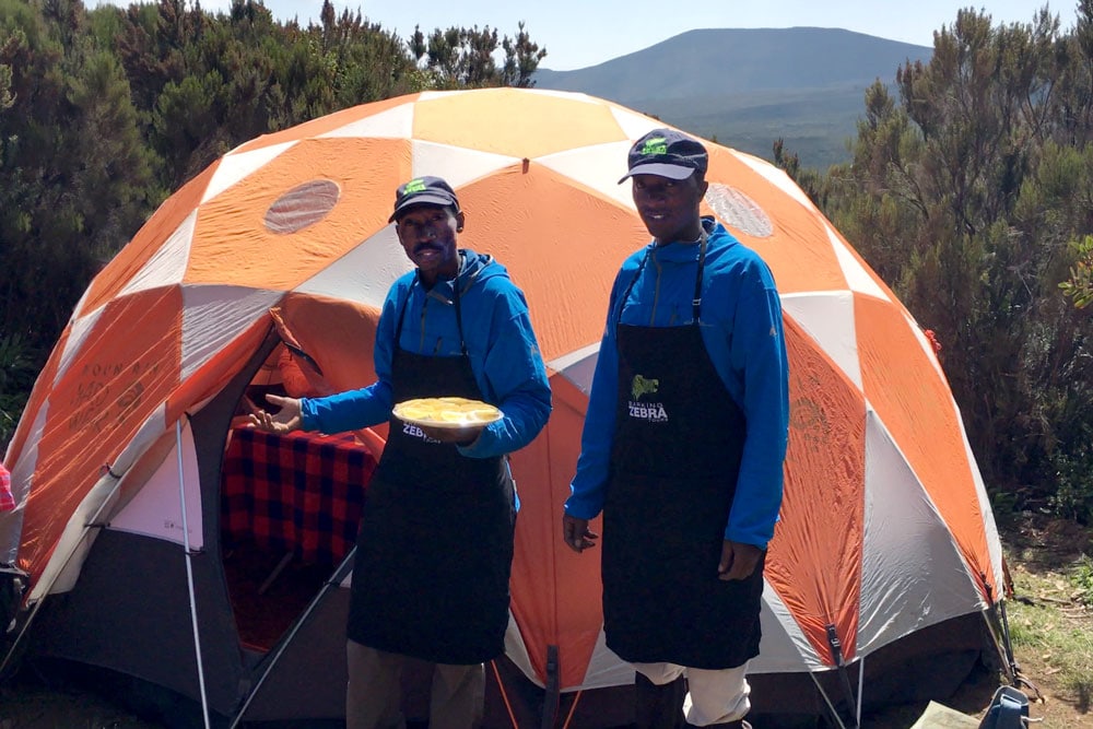 Lunch in the dinning tent on the Lemosho route to a Kilimanjaro camp