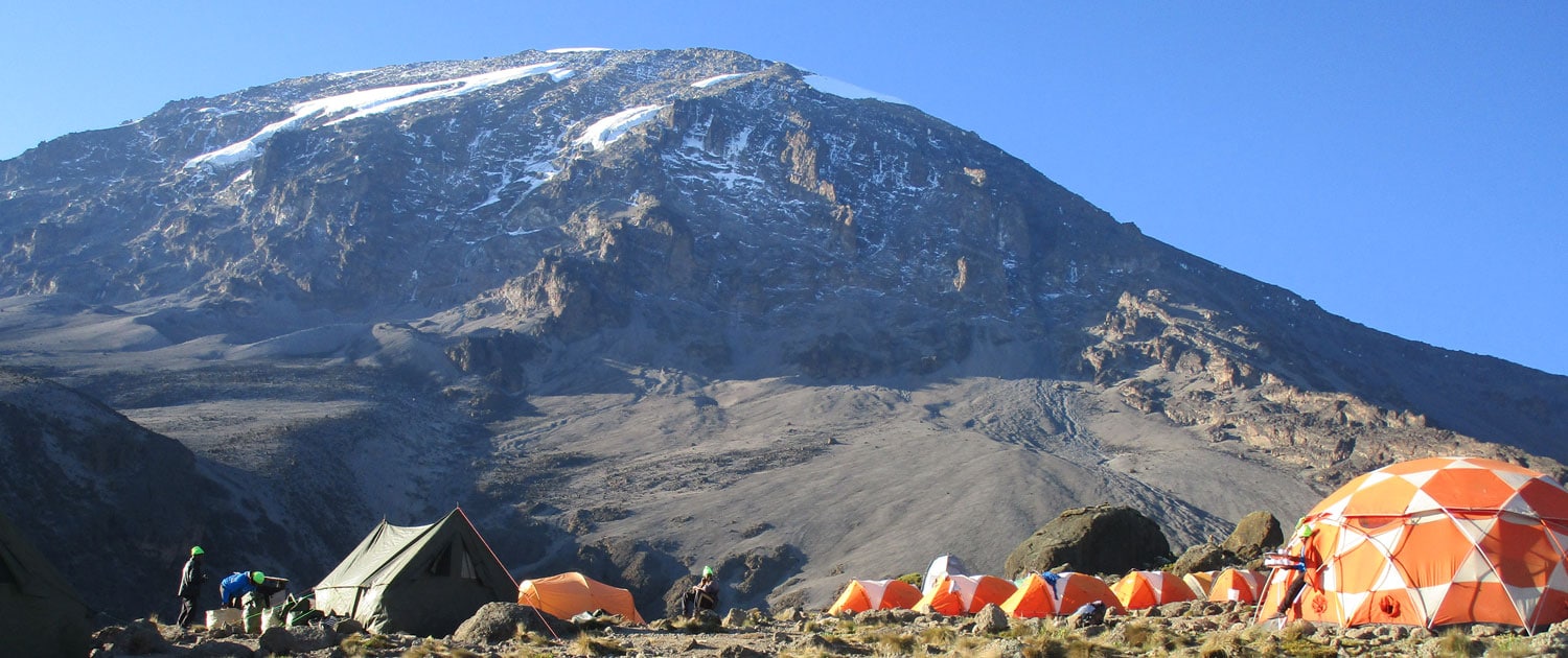 Kilimanjaro camps a view of Kibo
