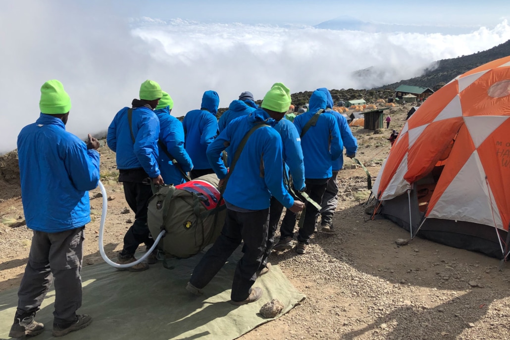 Kilimanjaro summit portable altitude chamber training with guides