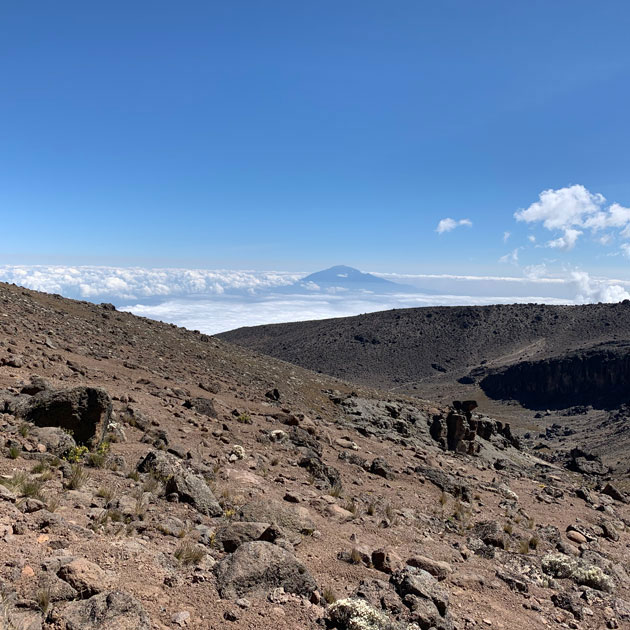 View of Mount Meru along the Machame route on Mount Kilimanjaro