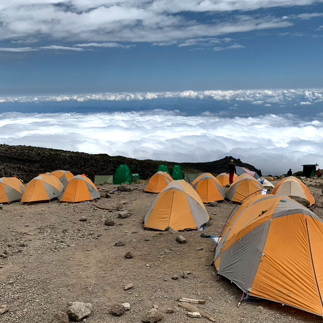 Tent at Karanga Camp on the Lemosho route Mount Kilimanjaro